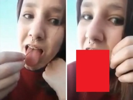 【閲覧注意】可愛い女の子が舌をズタズタに切り刻んでる「動画」が話題に