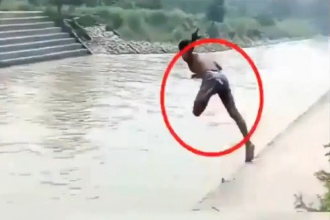 酔っ払って「川に飛び込むよー！」⇒ この人死んだらしい…（動画）
