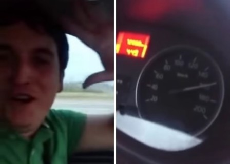 【動画】時速170kmで車を走らせてて ”ハンドルから手を放した” 馬鹿はこうなる・・・