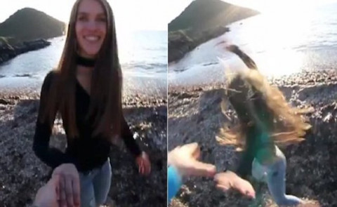 彼氏が彼女を崖から突き落すビデオが世界中で話題に。「殺人では？」「彼女が美人すぎるのでフェイク」（動画）