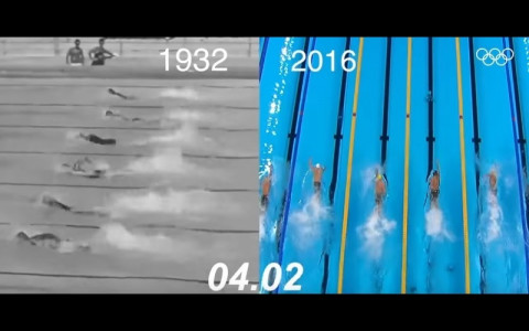 人類はここまで速くなった。オリンピック・水泳競技の「2016年」と「1932年」の泳ぎを比べた動画が話題に