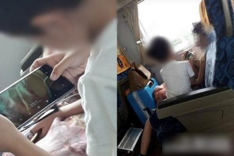 【画像】小学生が電車で寝てる綺麗なお姉さんのおっぱいに興奮してて笑った