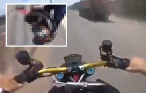 【閲覧注意】時速100km以上で事故ったバイカー、足がぐちゃぐちゃになる…（動画あり）