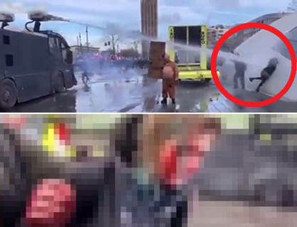【閲覧注意】抗議デモの女の子、高圧放水砲で壁に叩き付けられこうなる（動画あり）