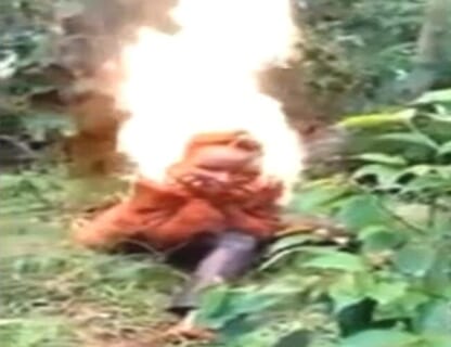 【閲覧注意】女さん、生きたまま燃やされ叫び続ける（動画あり）