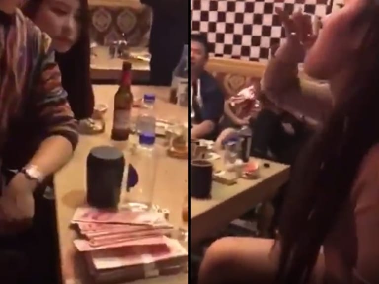 【動画】キャバ嬢さん、客に金を投げられテキーラ10杯を無言で飲む…