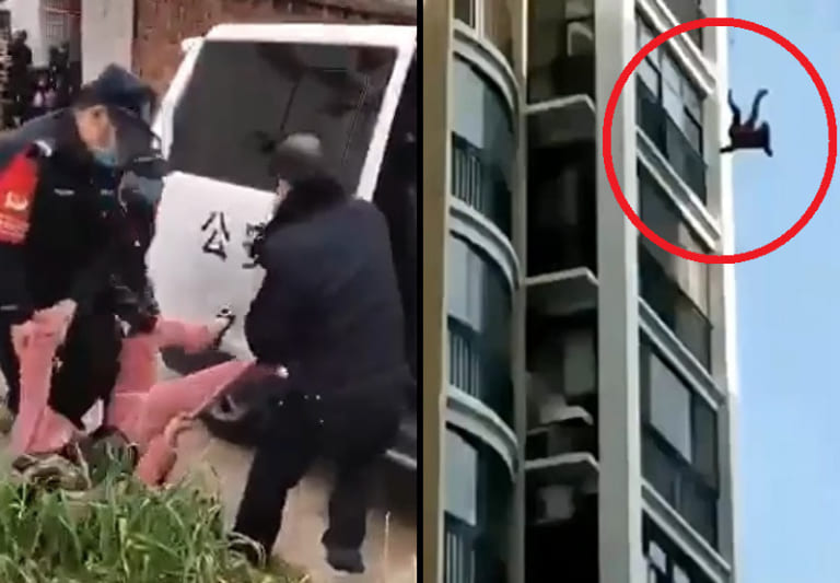 【閲覧注意】コロナウイルスに感染した中国人の少女、拘束される前に自殺（動画あり）