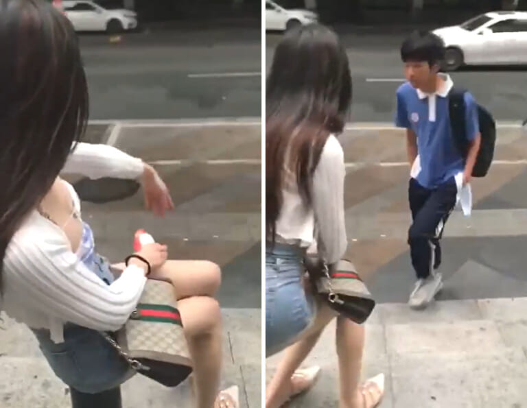 【動画】男子中学生、登校中「このお姉さん」に触られ性に目覚めてしまう…