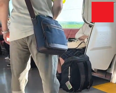 【ガチ動画】女子高生、電車内で障害者（男）に目の前でオ○ニーされてしまう