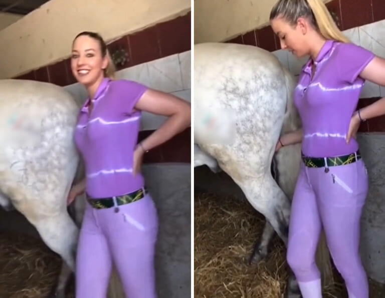 【ﾋﾞｸﾋﾞｸ】馬を射精させる担当のお姉さん、エッチすぎると話題に（動画あり）