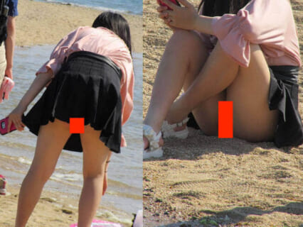 【動画】彼氏に中出しされた直後に海に行った女さん、ドエロい事になるｗｗｗ