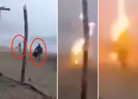 【閲覧注意】海で遊んでた陽キャが「落雷」により2人即死する衝撃映像、コワすぎる