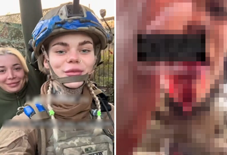 【閲覧注意】ウクライナの女性兵士、ロシア軍との殺し合いに負けこうなる・・・（動画あり）