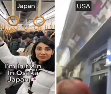 【衝撃映像】米女性「日本とアメリカの満員電車の違い。日本ヤバすぎる…」
