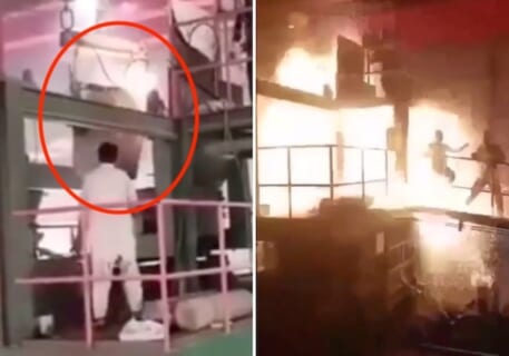 【衝撃映像】工場でこのバケツ（1000℃の溶鉄）がこぼれ全員が死亡する動画、ヤバい