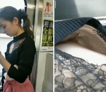 【神盗撮】電車内で見れるこういう「乳首ポロリ」が一番エロい…（動画あり）