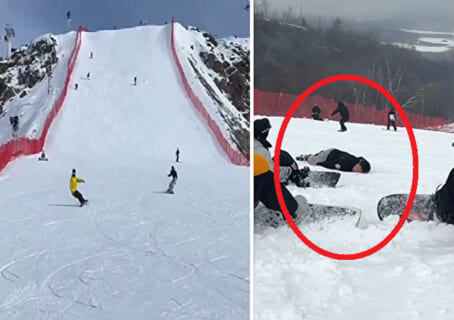 【閲覧注意】スキー場で女性スノーボーダーと男性スノーボーダーが激突、男性が死亡してしまう（動画あり）