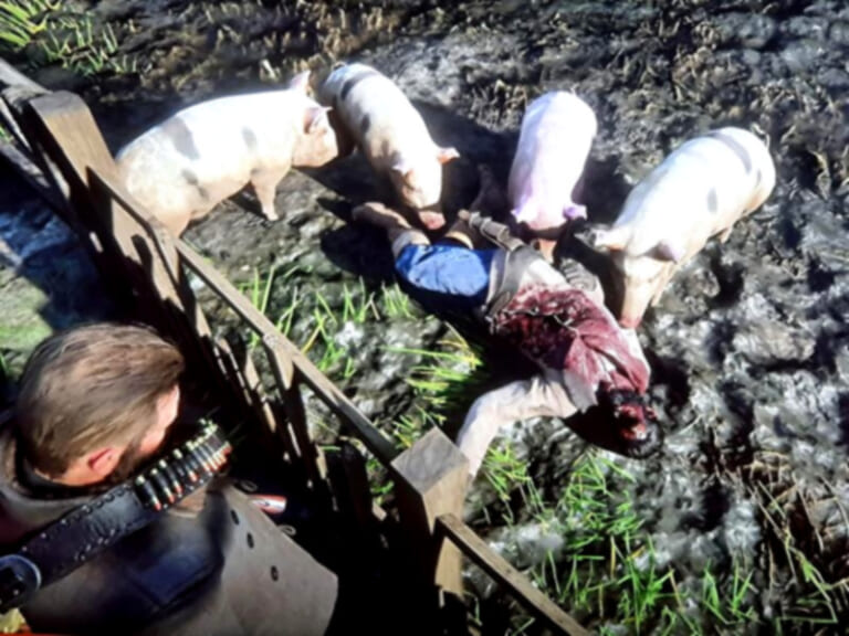 【閲覧注意】豚小屋に隠れたロシア兵士、腹を空かせた大量の豚によってこうなる（動画あり）