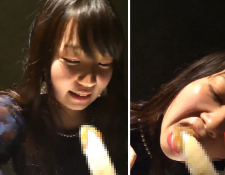 日本の大学の飲みサーの女子大生が人前でフ○ラチオさせられる動画、エロい