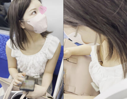 【エロ注意】電車で乳首が丸見えになってるのに気付いてない人妻、激写されるｗｗｗ（動画あり）