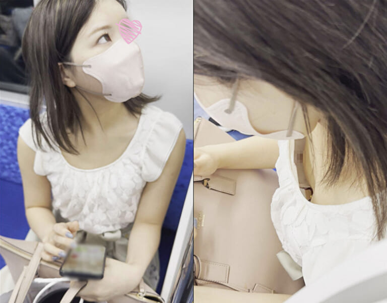 【エロ注意】電車で乳首が丸見えになってるのに気付いてない人妻、激写されるｗｗｗ（動画あり）