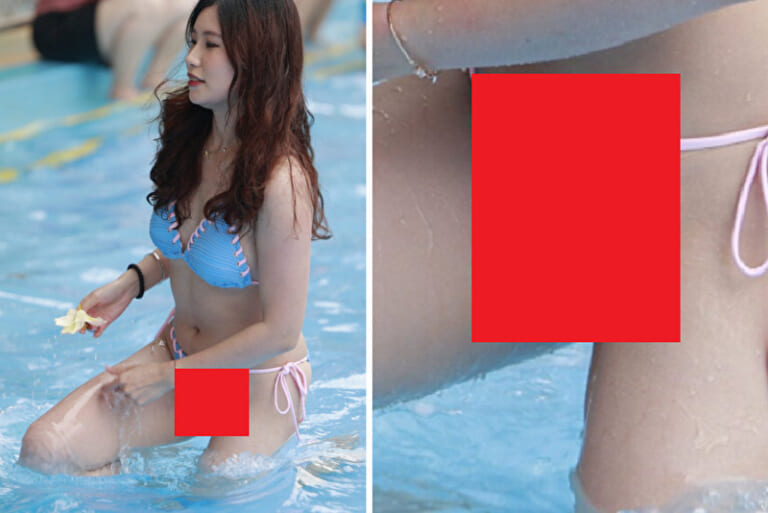 【画像】マン●丸見え…プールでめっちゃエロい人妻が激写され話題沸騰ｗｗｗｗｗｗ