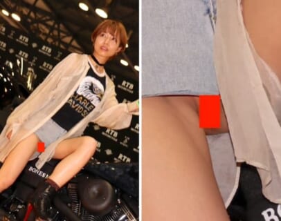 【業界の闇】コンパニオン♀さん、こんなギリギリまでマ○コ見せなきゃいけない…