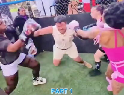 【衝撃映像】男1人 VS 女5人の格闘技の試合、コッチの圧勝でコメント欄が地獄に…