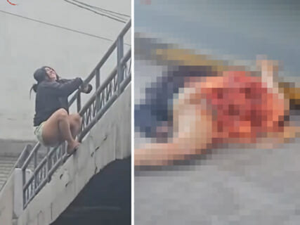 【閲覧注意】女さん、クッソヤバいタイミングで飛び降り自殺してしまう…（動画あり）