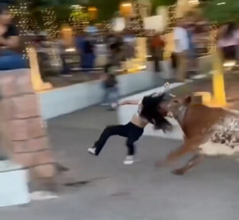 【閲覧注意】牛追い祭りに参加した女の子がグッチャグチャにされる動画、さすがにヤバイ