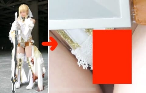 カッコよくポーズをとってるコスプレイヤーさん、よく見たらマ○コの4割見えてたｗｗｗ