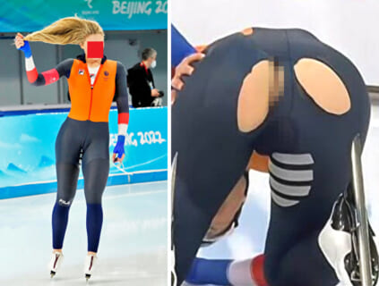 【動画】ミラノ五輪、美人アスリートのお尻が丸出しになるハプニングｗｗｗこれはエロい