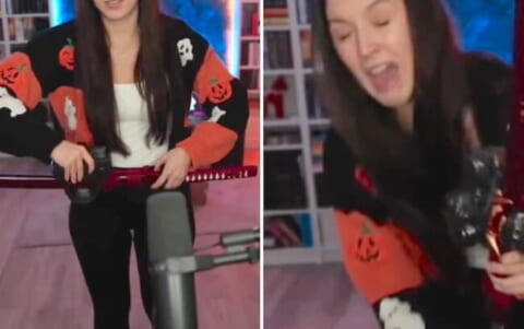 【閲覧注意】海外の美女配信者「日本刀ゲットしましたー」⇒ その身でもって切れ味を証明してしまう