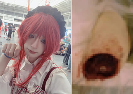 【閲覧注意】例の女子コスプレイヤー、風呂場で健康な足を切断する画像をアップ、とち狂ってる…