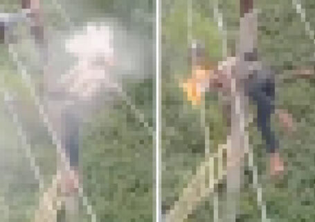 【閲覧注意】1万ボルトの直撃を受けたインドの作業員、頭が燃えてるのにまだ動いてる…（動画あり）