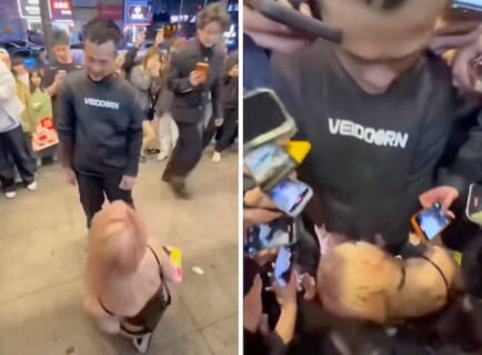 陽キャ女子、家族連れもいる街中で公開フェラ ⇒ 50人以上の群衆を集める地獄絵図にｗｗｗ