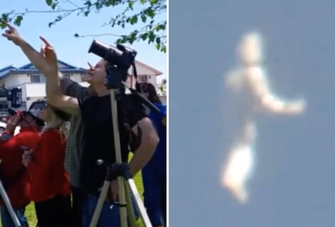 【恐怖映像】高度1万mに現れた「人」の形をした異物、これ合成じゃないならヤバすぎるだろ…