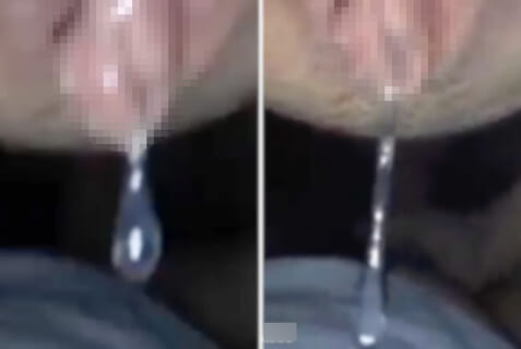 フ●ラしながらマン汁が垂れてくるドスケベ女子、シーツをビショビショにしてしまうｗｗｗ