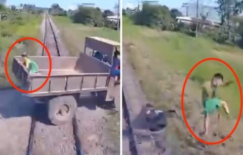 【閲覧注意】トラックに乗っていた子供、電車とぶつかった衝撃で100m吹き飛ばされ即死