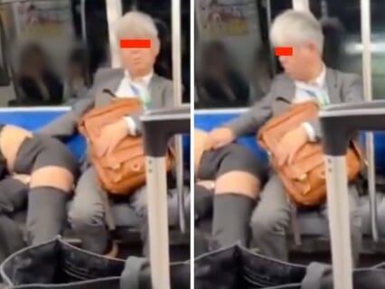 【盗撮】電車で隣の女のおっぱい触りまくる日本のサラリーマンの動画が海外で話題に