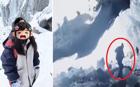 【閲覧注意】中国で氷河内の洞窟が崩壊し死人が出る瞬間の動画、ヤバすぎだろ・・・