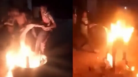 【閲覧注意】火が点いた人間、ガソリンを持ったギャングに囲まれ終わる…（動画あり）