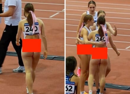 【動画】ロシアの女子陸上選手、目のやり場に困る、さすがにアウトだろと話題に…