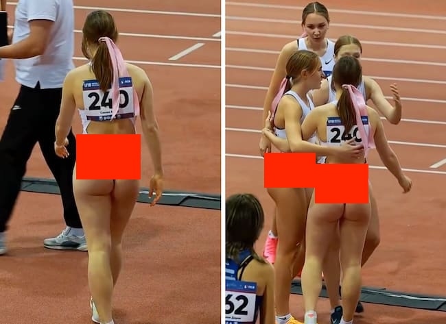【動画】ロシアの女子陸上選手、目のやり場に困る、さすがにアウトだろと話題に…