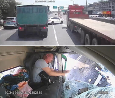 【閲覧注意】高速道路でとんでもない挙動した普通車のせいでトラックの運転手が死亡した事故動画、ヤバすぎる