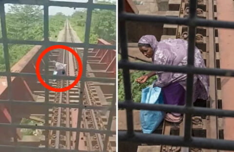 【閲覧注意】列車に轢かれる直前の女性の写真、あと0.1秒で肉片になると考えるとゾッとする