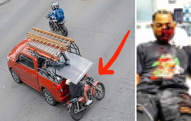 【閲覧注意】バイク乗り。トラックに「死のトラップ」をかけられ顔面を引き裂かれる（動画あり）