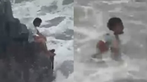 【閲覧注意】台風の時に海を見に行ったアホはこうやって死ぬ・・・動画、怖すぎると話題に