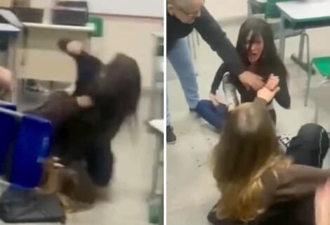 【閲覧注意】教室でブレイキングダウンを始めた女子高生の動画、ガチで一線を越えてしまう