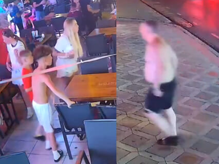 【衝撃映像】ヤンキー家族（母・息子）、路上で酔っ払いのおっさんに破壊される…